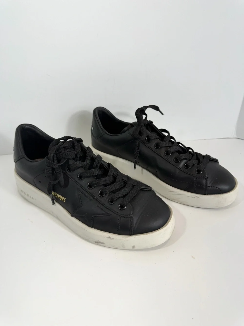 Golden Goose Pure Star Black Leather Low Top Sneakers Women’s EU 37 US 7